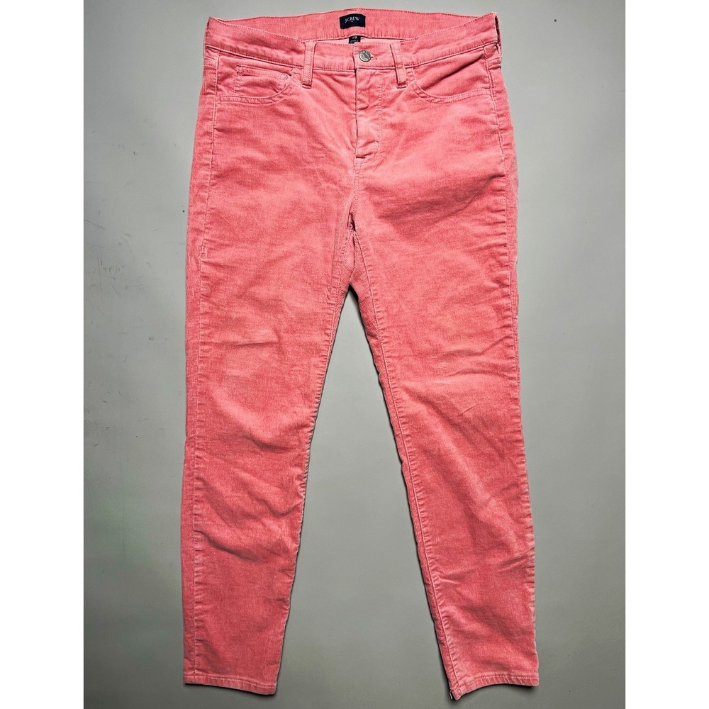 J.CREW Women Pink Corduroy Skinny Pants Slim Fit Stretch Mid Rise 28